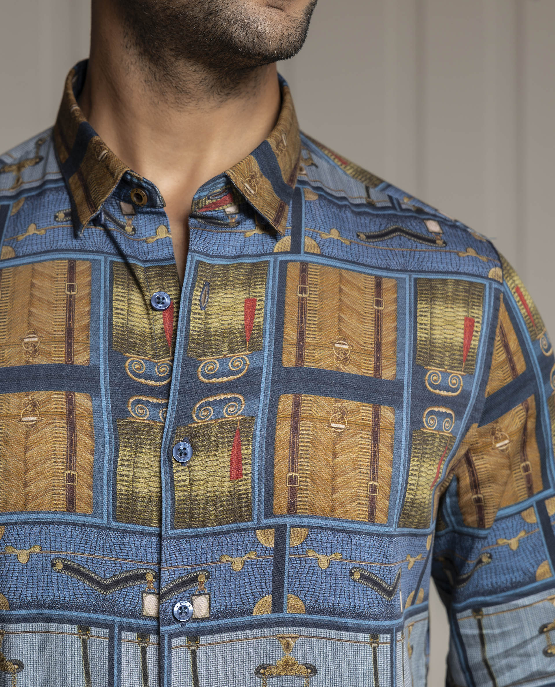 VOYAGE - BLUE - DIGITAL PRINT PARTY WEAR SHIRT