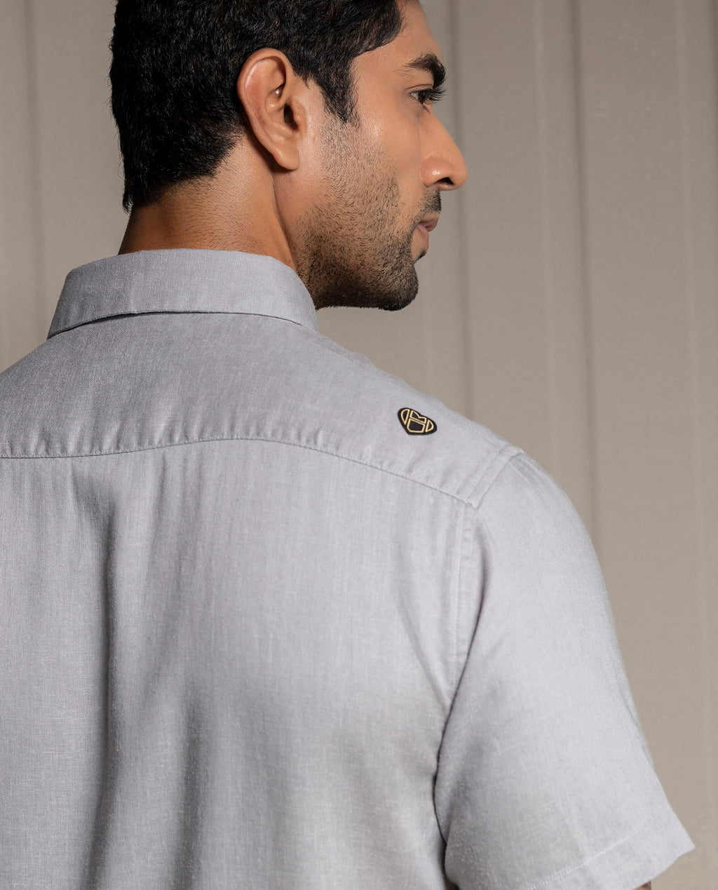 FEEL - GRAY - LUXURY LINEN - EMBROIDERED SHIRT