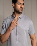 FEEL - GRAY - LUXURY LINEN - EMBROIDERED SHIRT