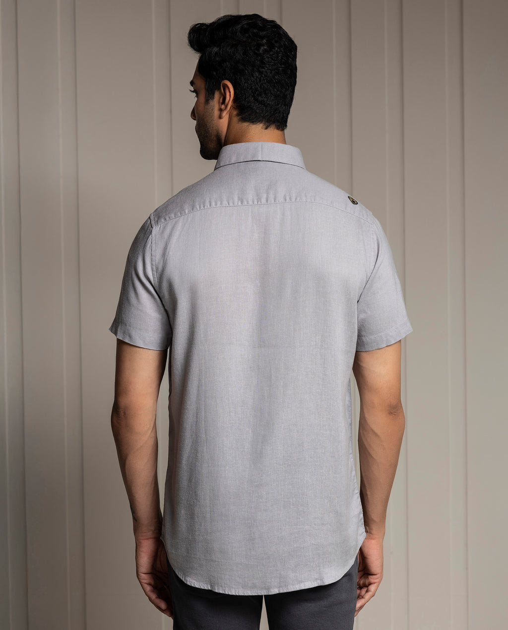 FEEL - GRAY - LUXURY LINEN - EMBROIDERED SHIRT