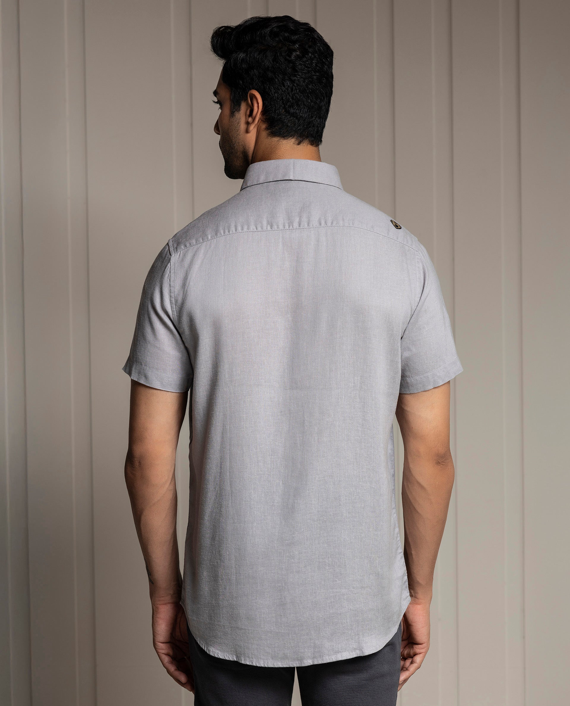 FEEL - GRAY - LUXURY LINEN - EMBROIDERED SHIRT