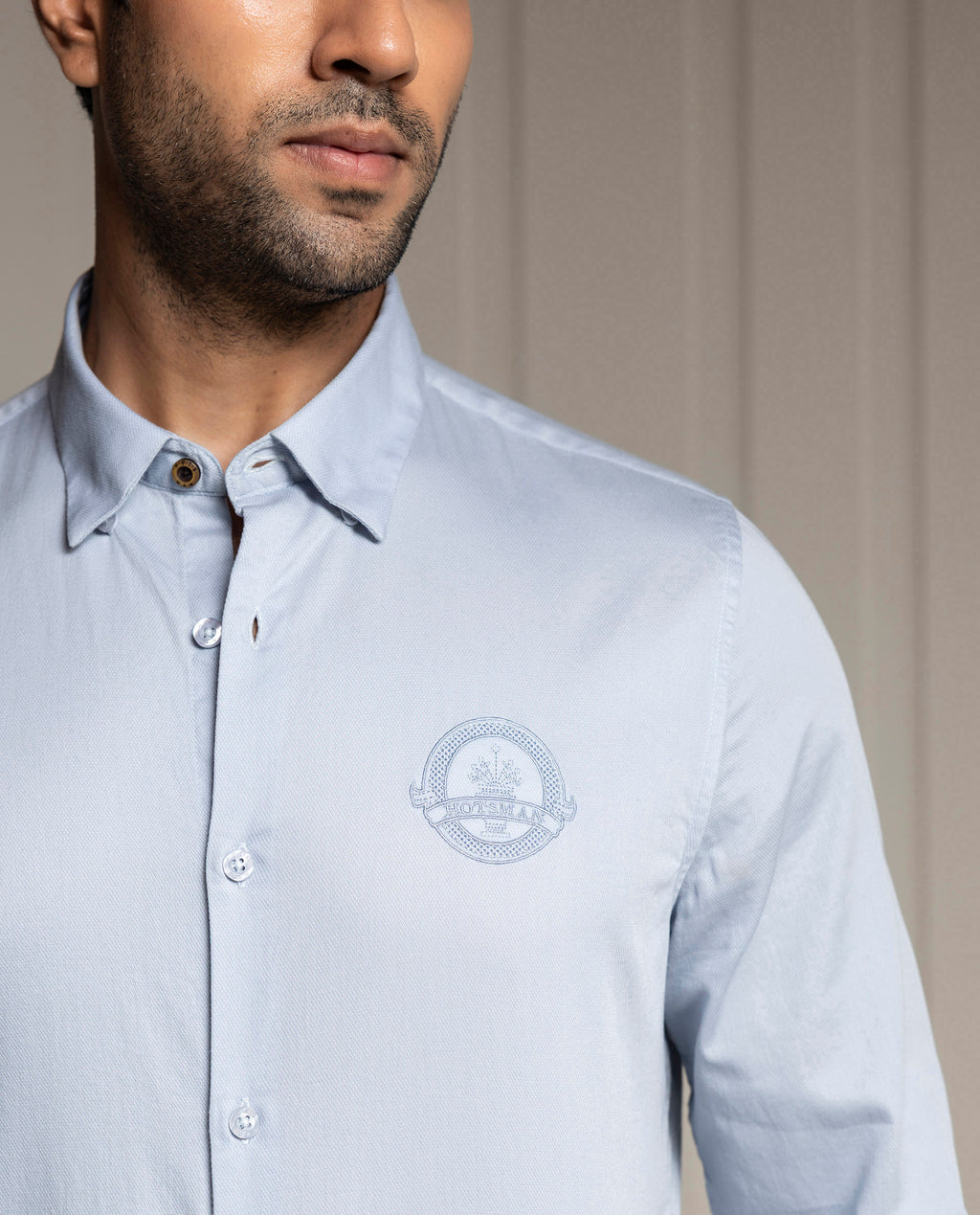 MOMENTO - LIGHT BLUE - LUXURY EMBROIDERED SHIRT