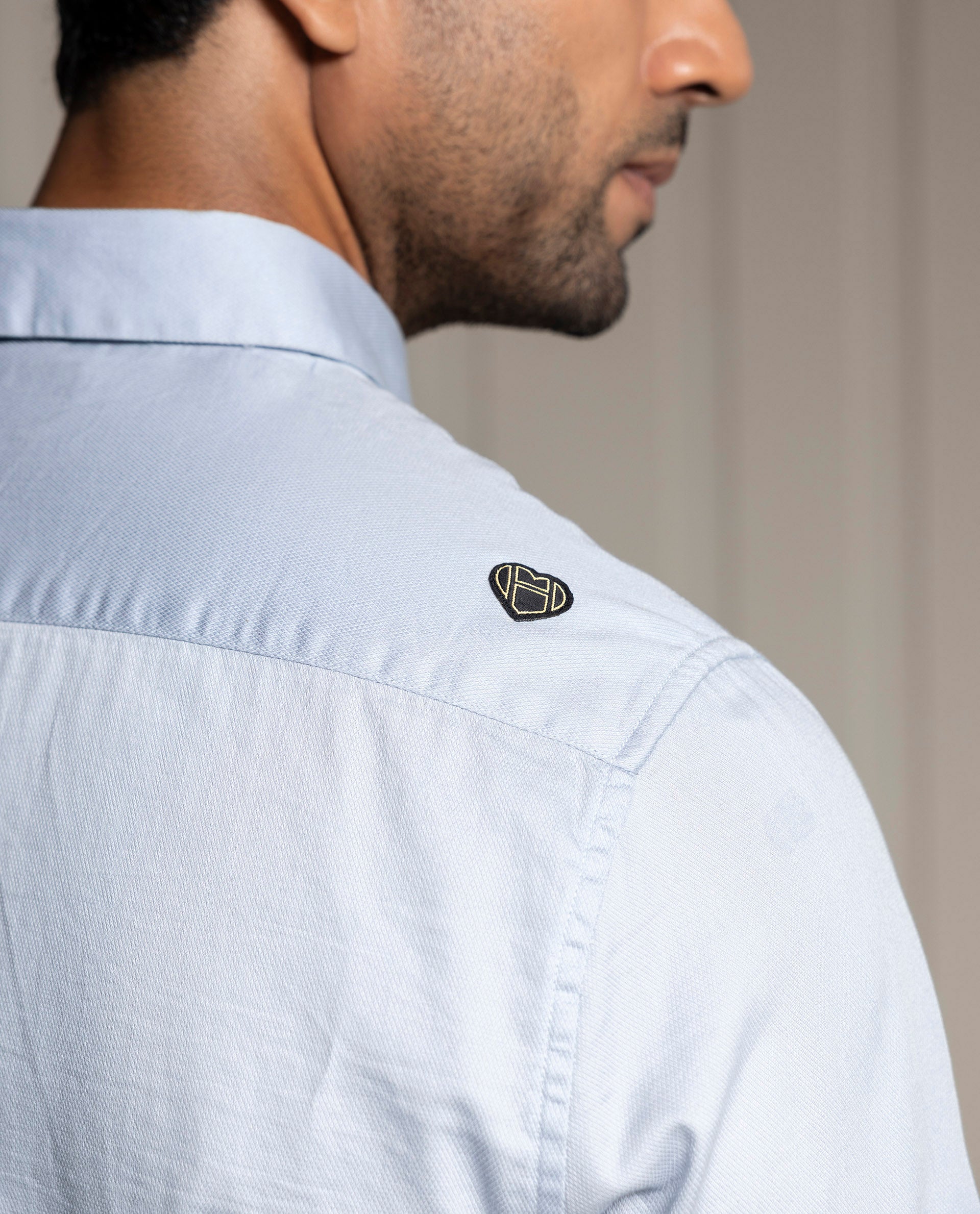 MOMENTO - LIGHT BLUE - LUXURY EMBROIDERED SHIRT