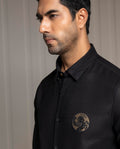 LENO - BLACK - LUXURY WOVEN BADGE SHIRT