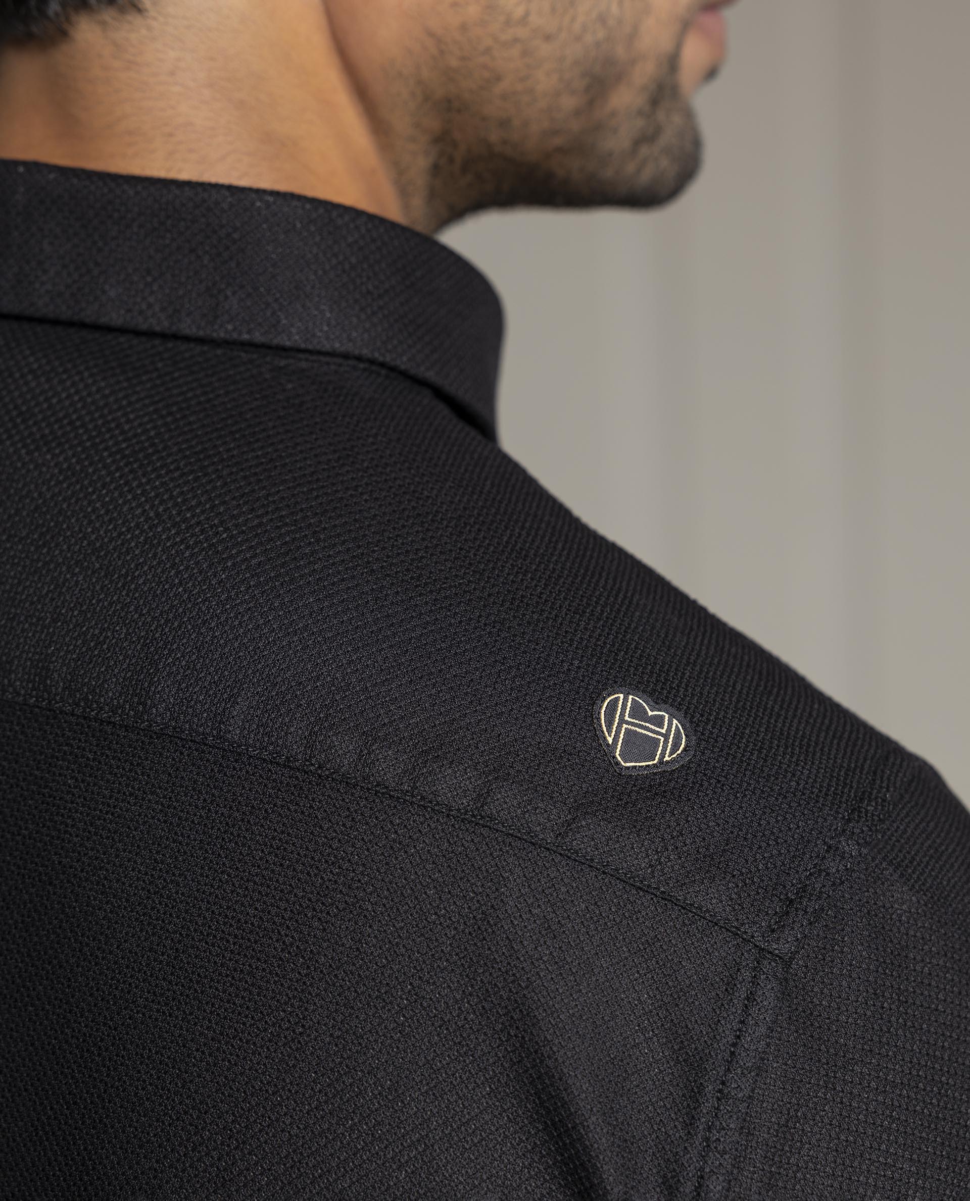 LENO - BLACK - LUXURY WOVEN BADGE SHIRT