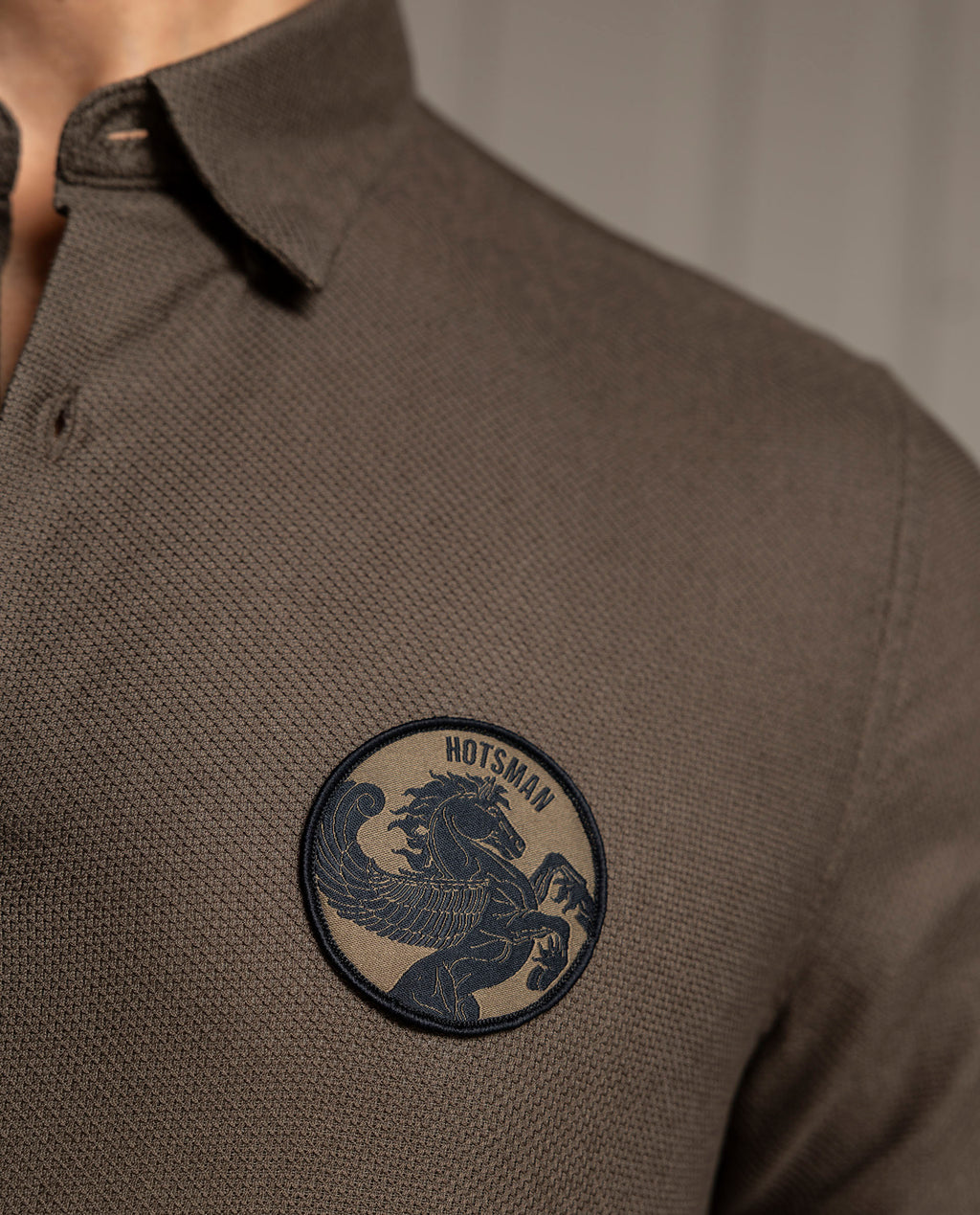 LENO - BROWN - LUXURY WOVEN BADGE SHIRT
