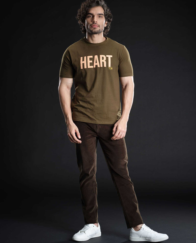 HEART - OLIVE - GRAPHIC PRINT T-SHIRT