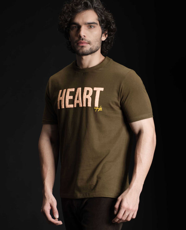 HEART - OLIVE - GRAPHIC PRINT T-SHIRT