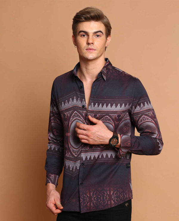 ALCHEMY - MAROON -  DIGITAL PRINT PARTYWEAR SHIRT