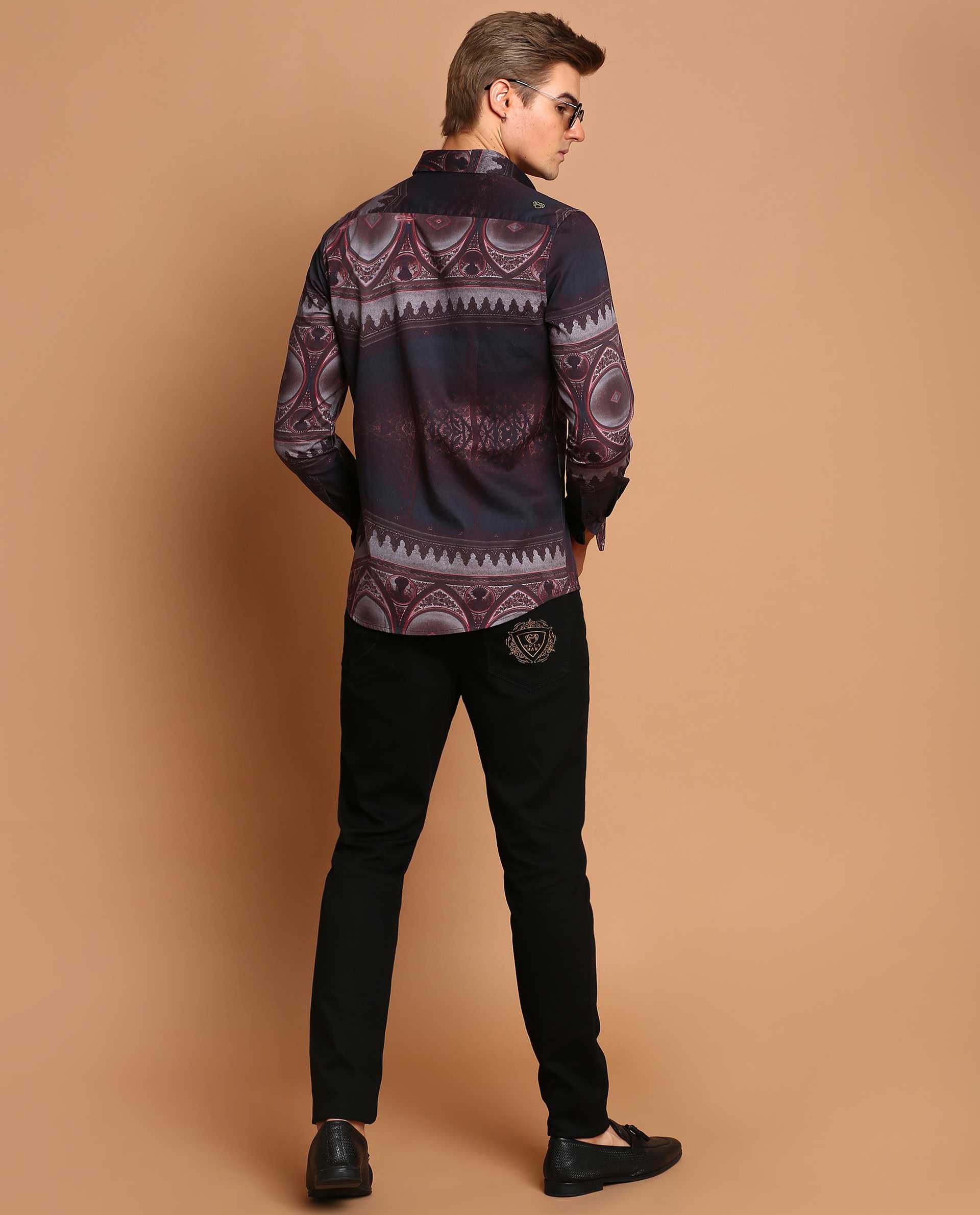 ALCHEMY - MAROON -  DIGITAL PRINT PARTYWEAR SHIRT