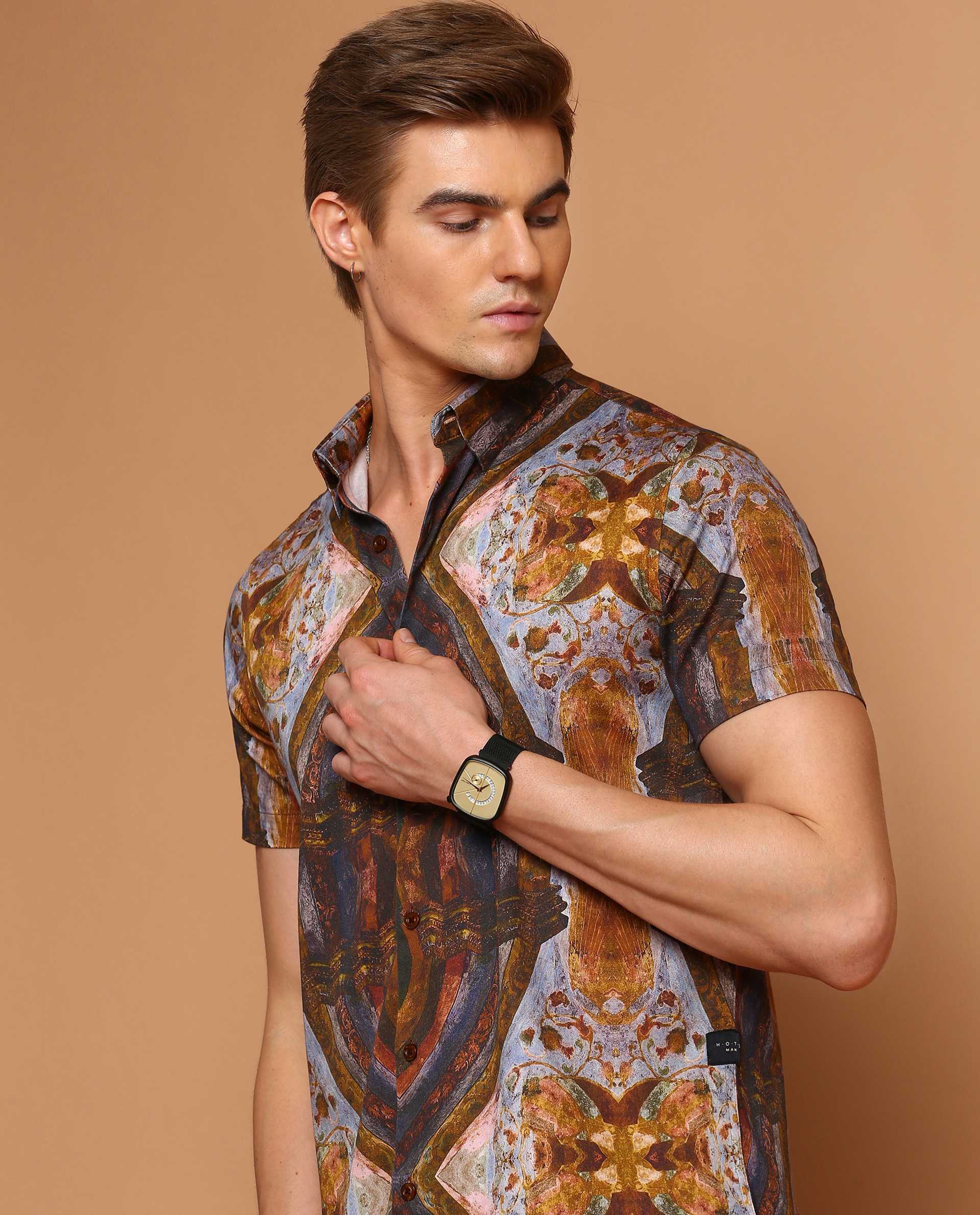 ANGELO - BLUE - DIGITAL PRINT PARTYWEAR SHIRT