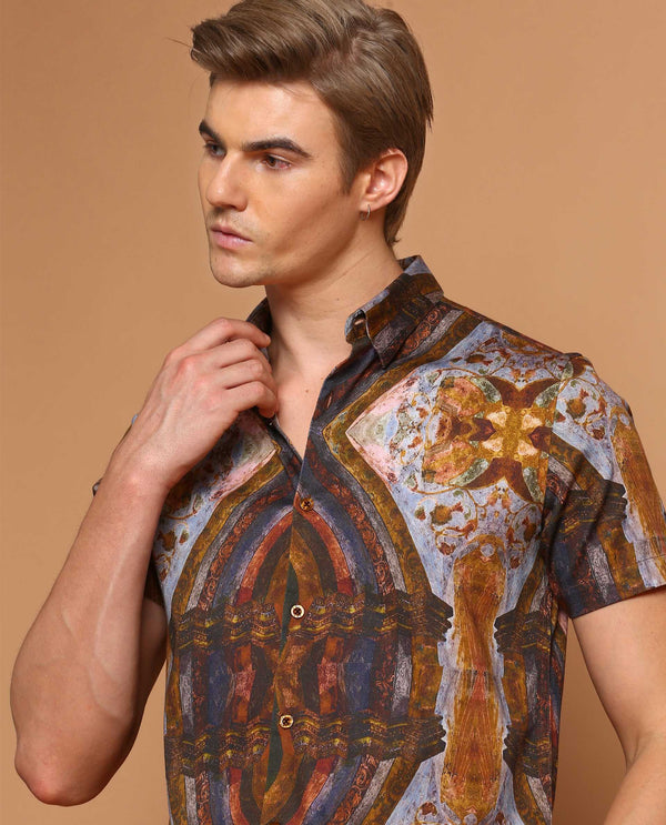 ANGELO - BLUE - DIGITAL PRINT PARTYWEAR SHIRT