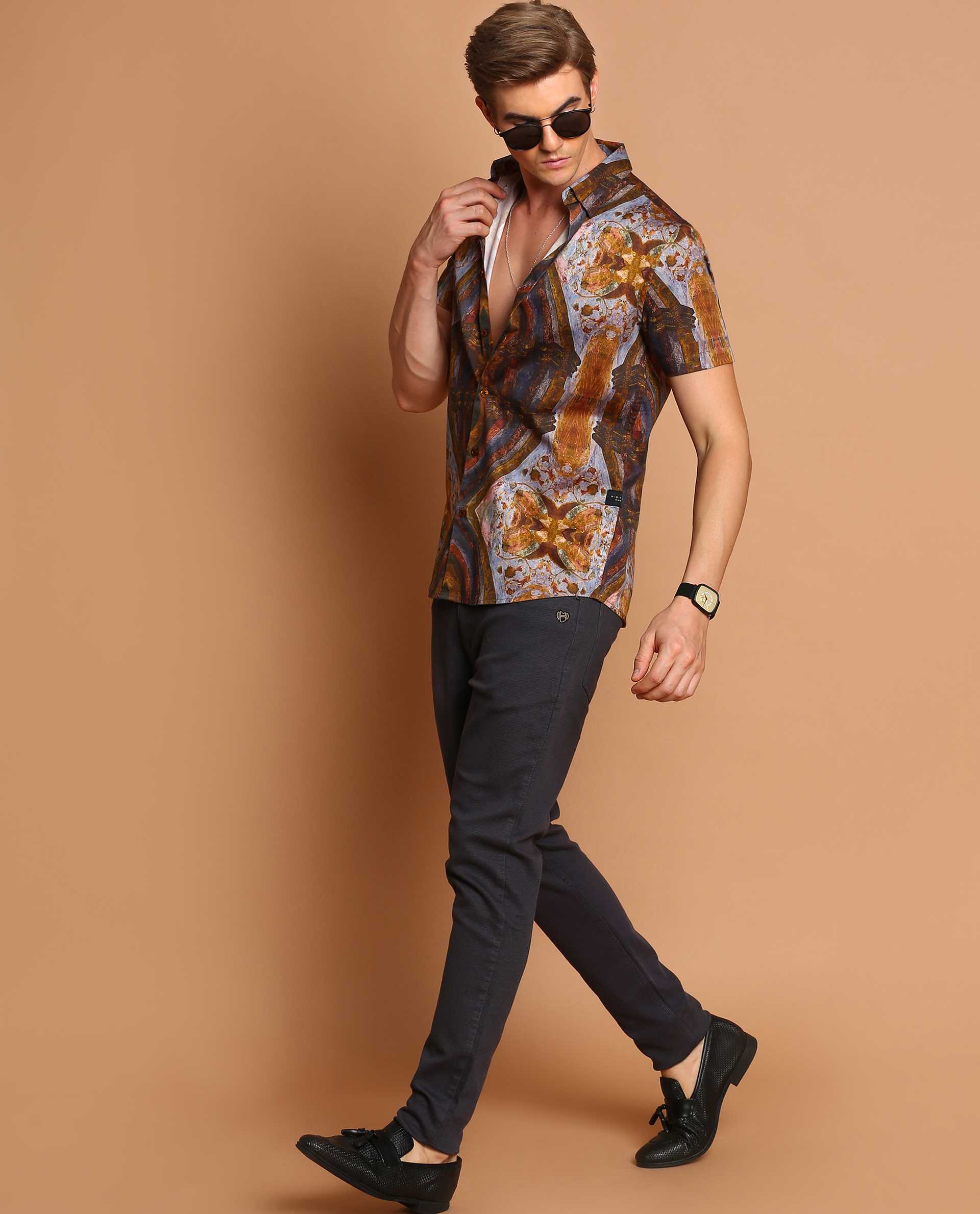 ANGELO - BLUE - DIGITAL PRINT PARTYWEAR SHIRT