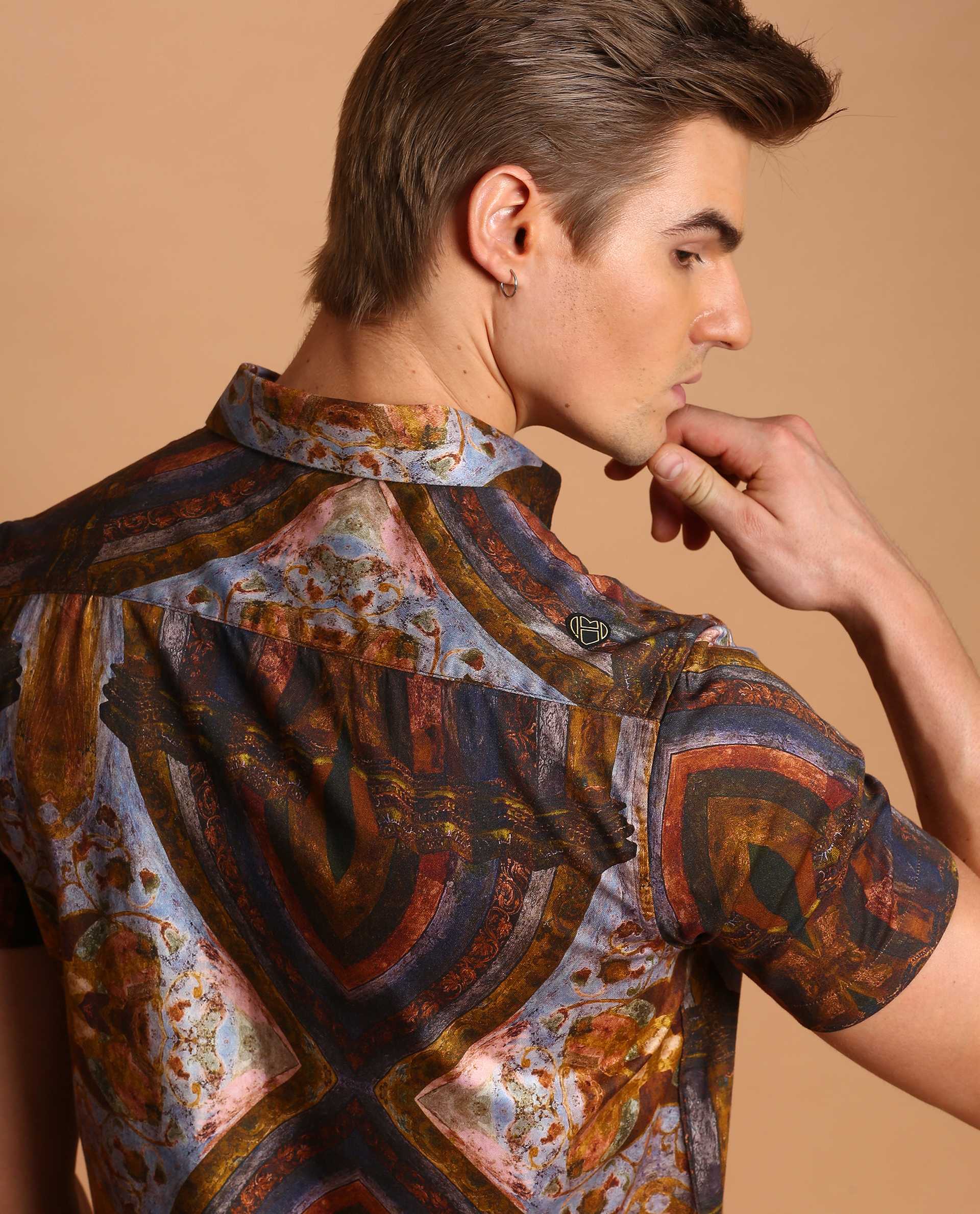 ANGELO - BLUE - DIGITAL PRINT PARTYWEAR SHIRT