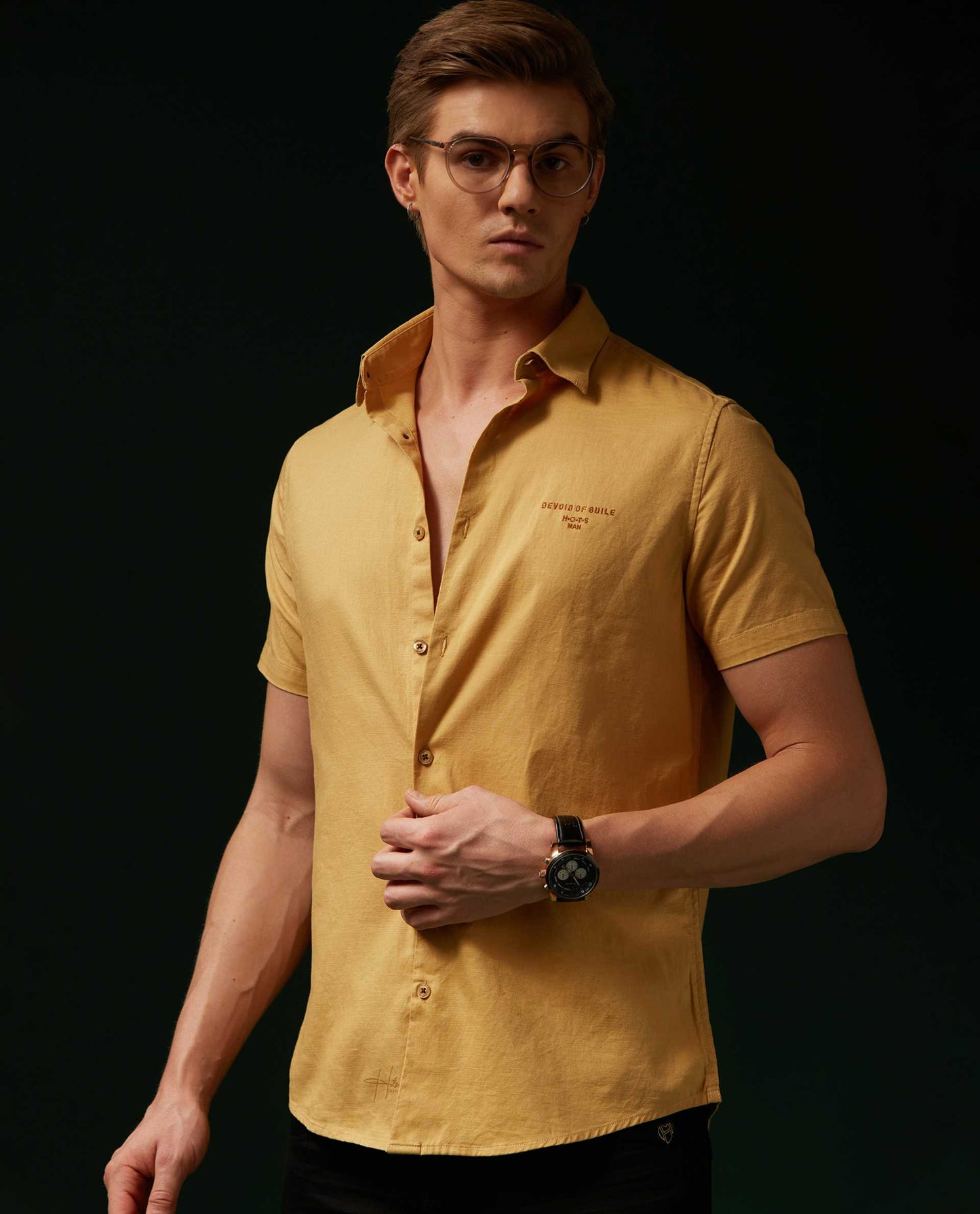 SAGA - MUSTARD - EMBROIDERED SHIRT