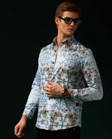 MELODY - SKY BLUE - DIGITAL PRINT PARTYWEAR SHIRT