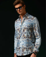 MELODY - SKY BLUE - DIGITAL PRINT PARTYWEAR SHIRT