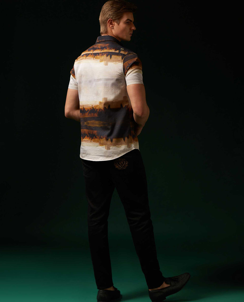 MIRAGE - BROWN - DIGITAL PRINT PARTYWEAR SHIRT