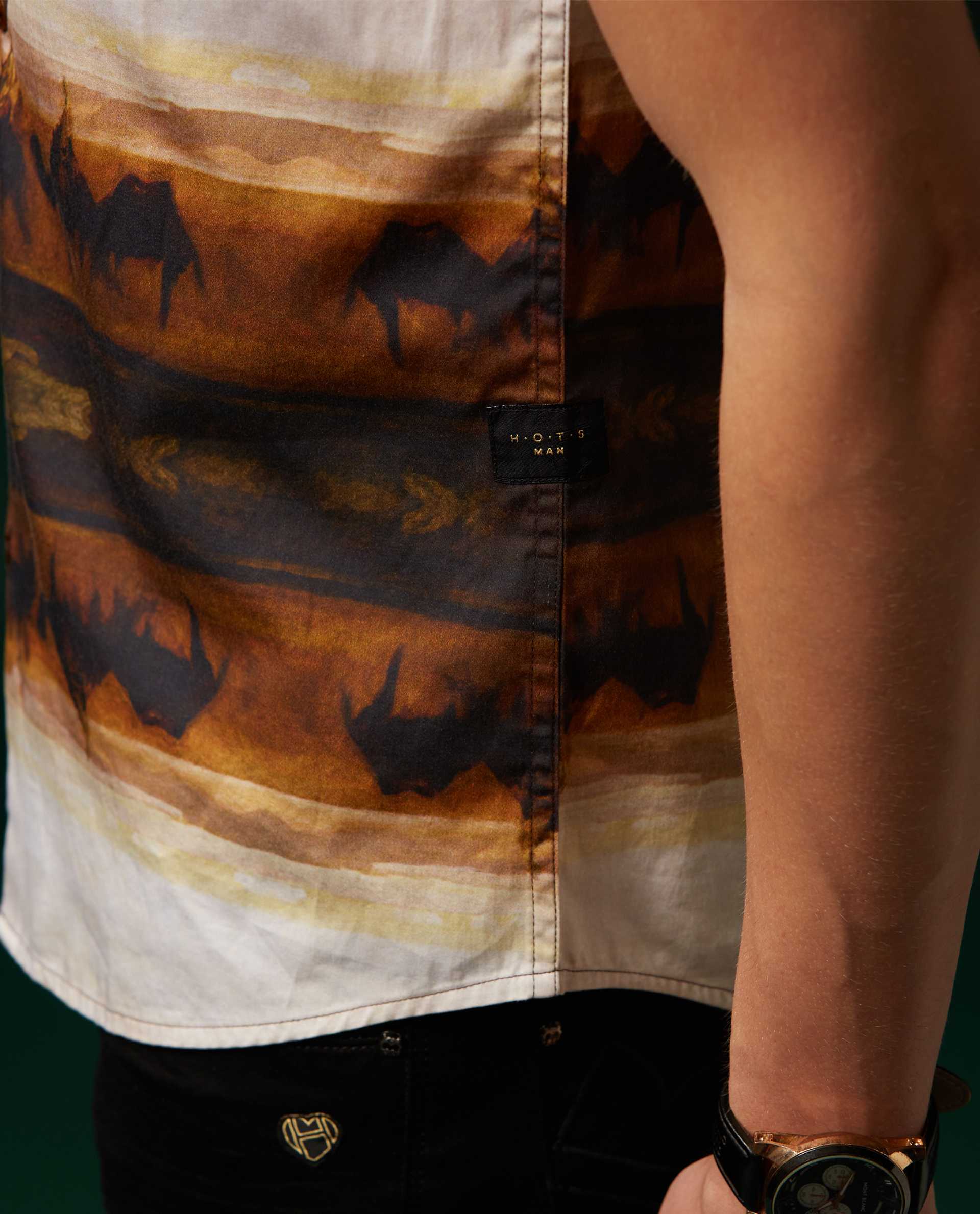 MIRAGE - BROWN - DIGITAL PRINT PARTYWEAR SHIRT