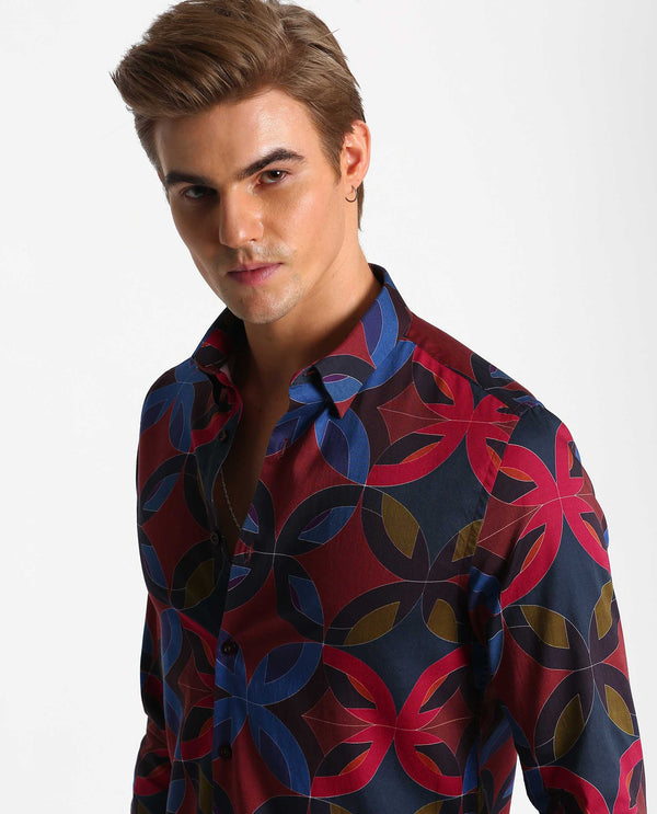 RHYTHM - MAROON - DIGITAL PRINT PARTYWEAR SHIRT