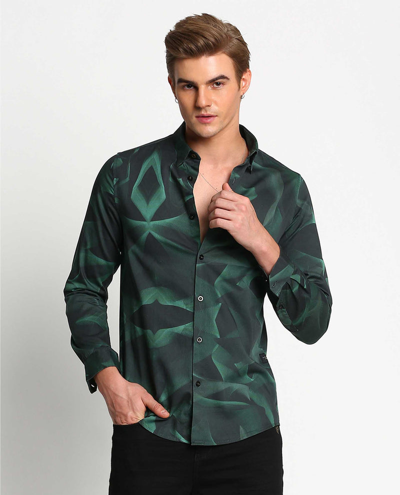 TRANCE - GREEN - DIGITAL PRINT PARTYWEAR SHIRT