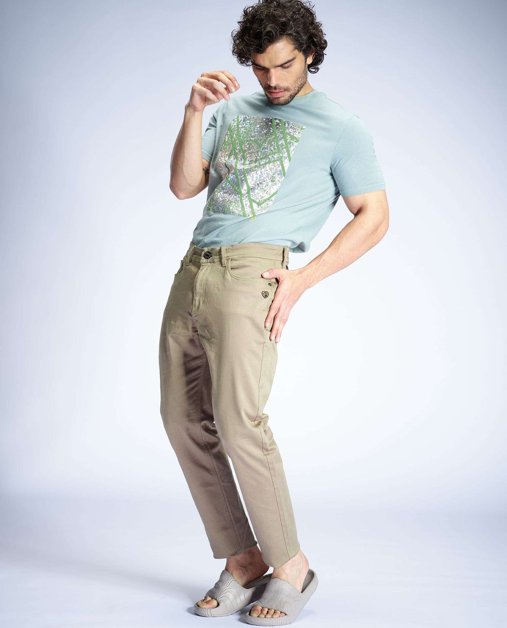 SONIC -  LIGHT OLIVE - 5 POCKET TEXTURED CHINO