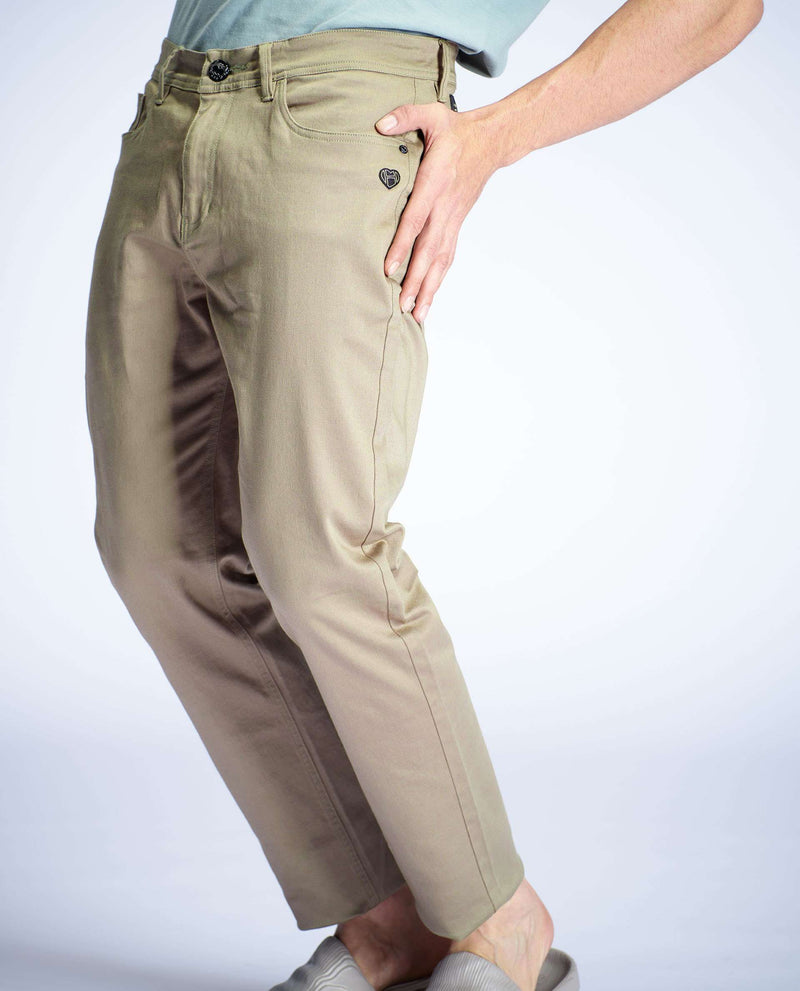 SONIC -  LIGHT OLIVE - 5 POCKET TEXTURED CHINO