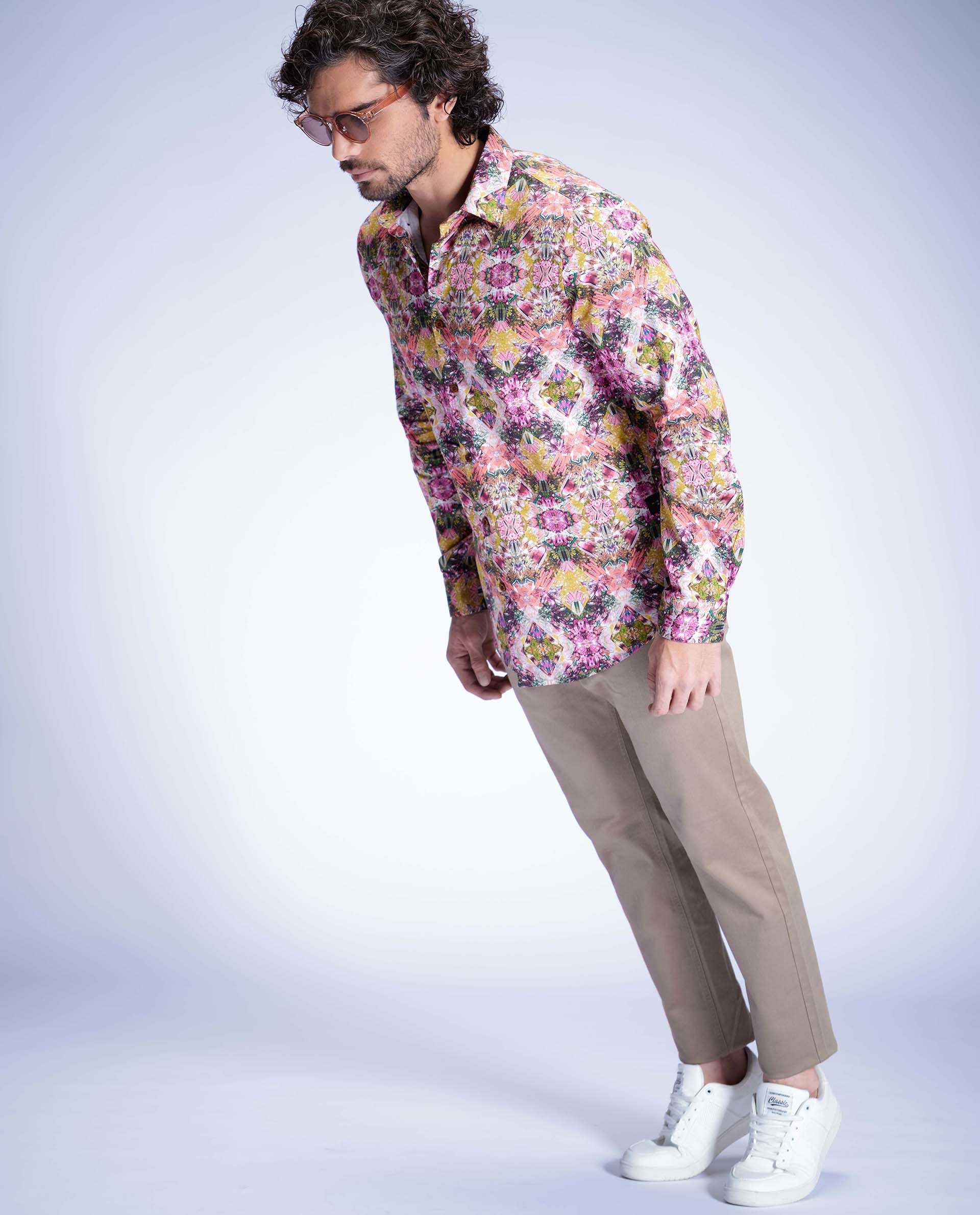 CRYSTALS - GREEN - DIGITAL PRINT PARTYWEAR SHIRT