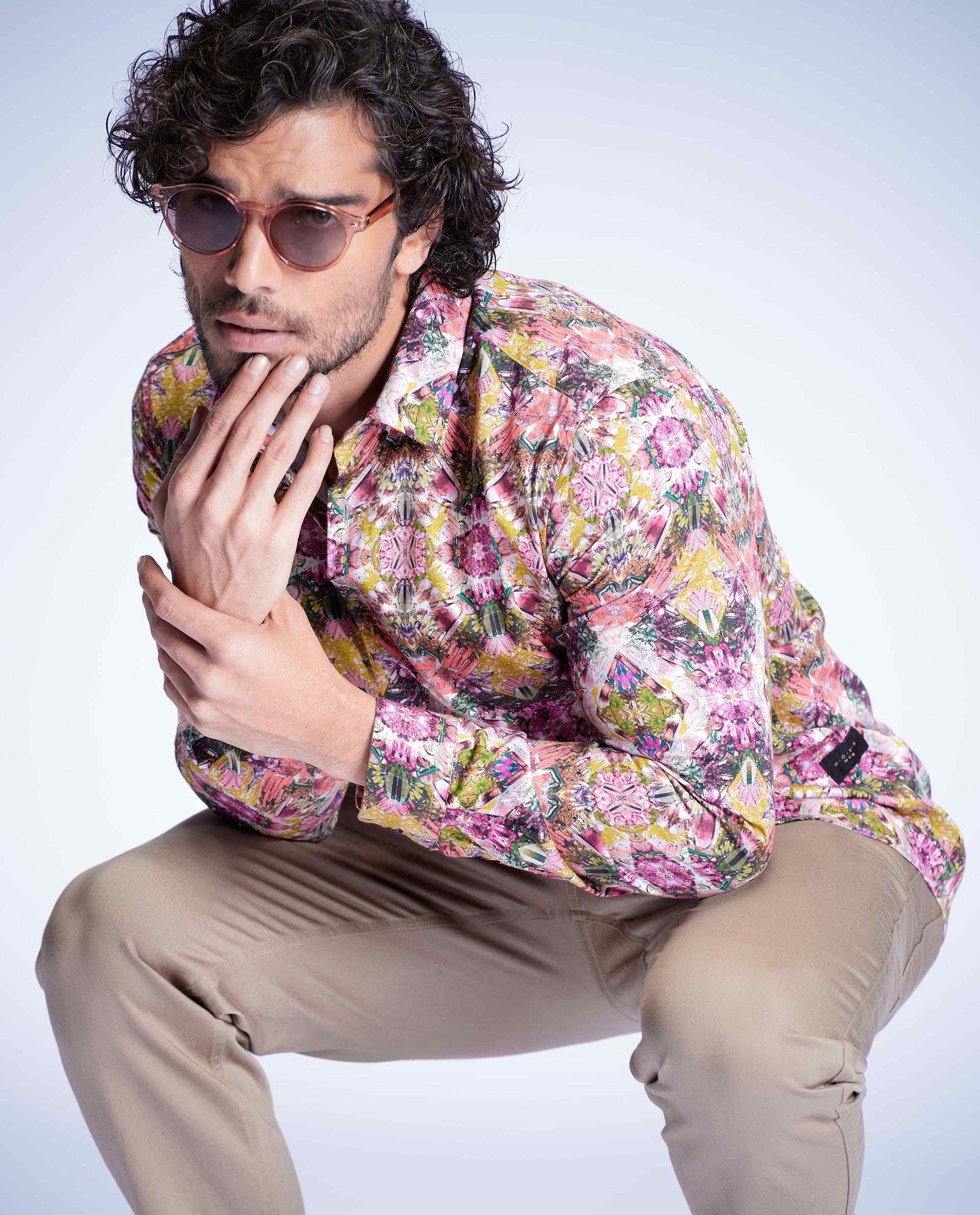 CRYSTALS - GREEN - DIGITAL PRINT PARTYWEAR SHIRT