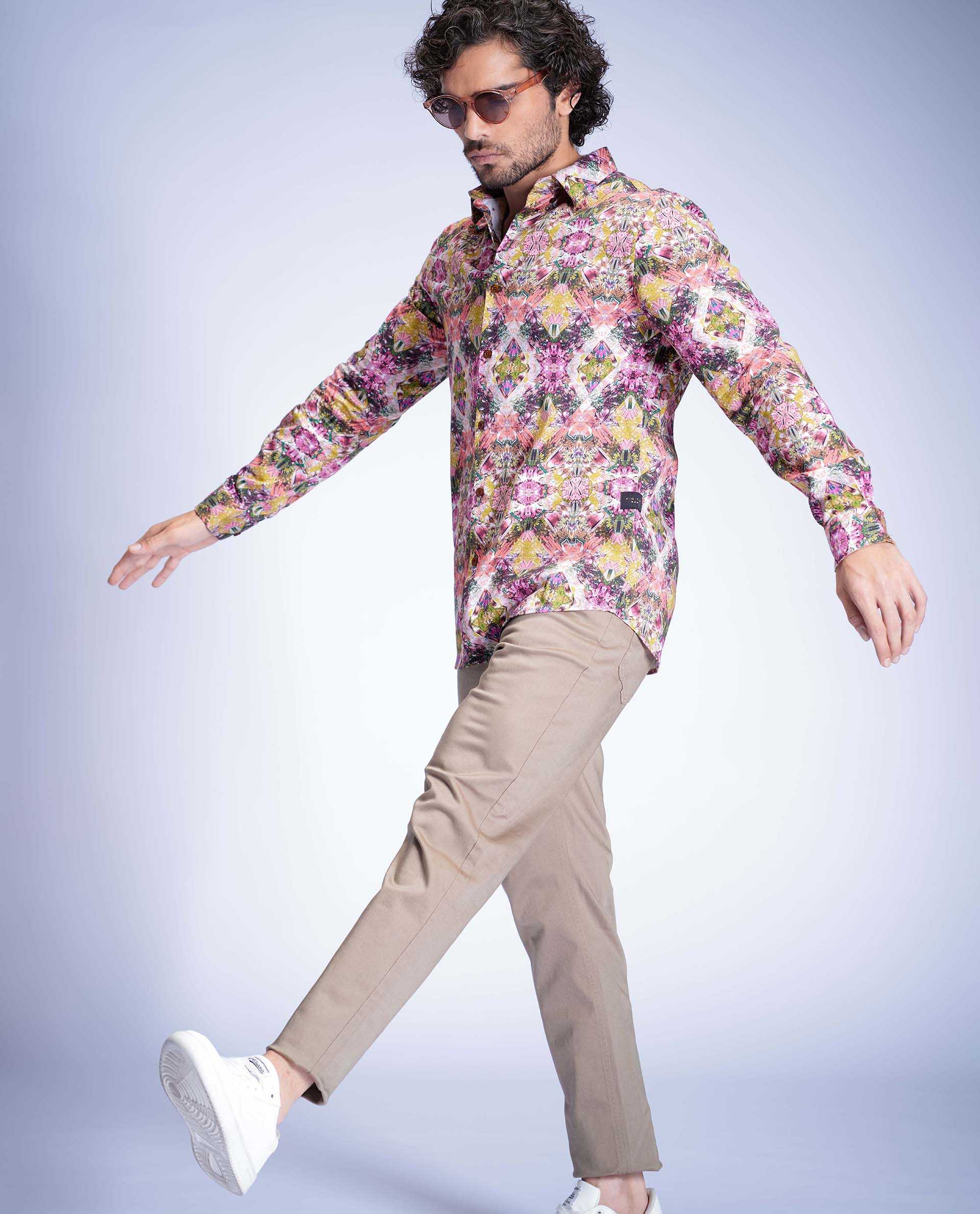 CRYSTALS - GREEN - DIGITAL PRINT PARTYWEAR SHIRT