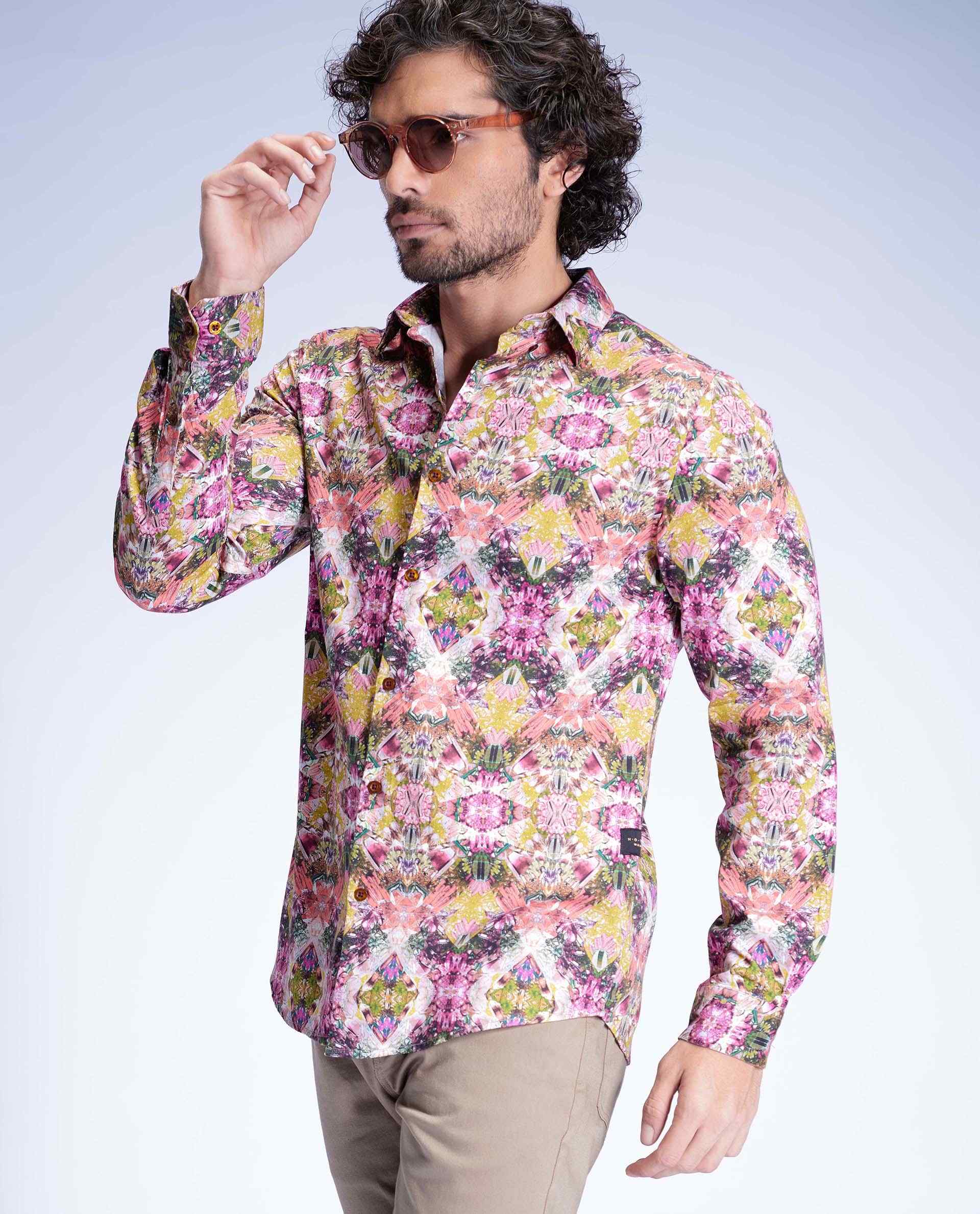 CRYSTALS - GREEN - DIGITAL PRINT PARTYWEAR SHIRT