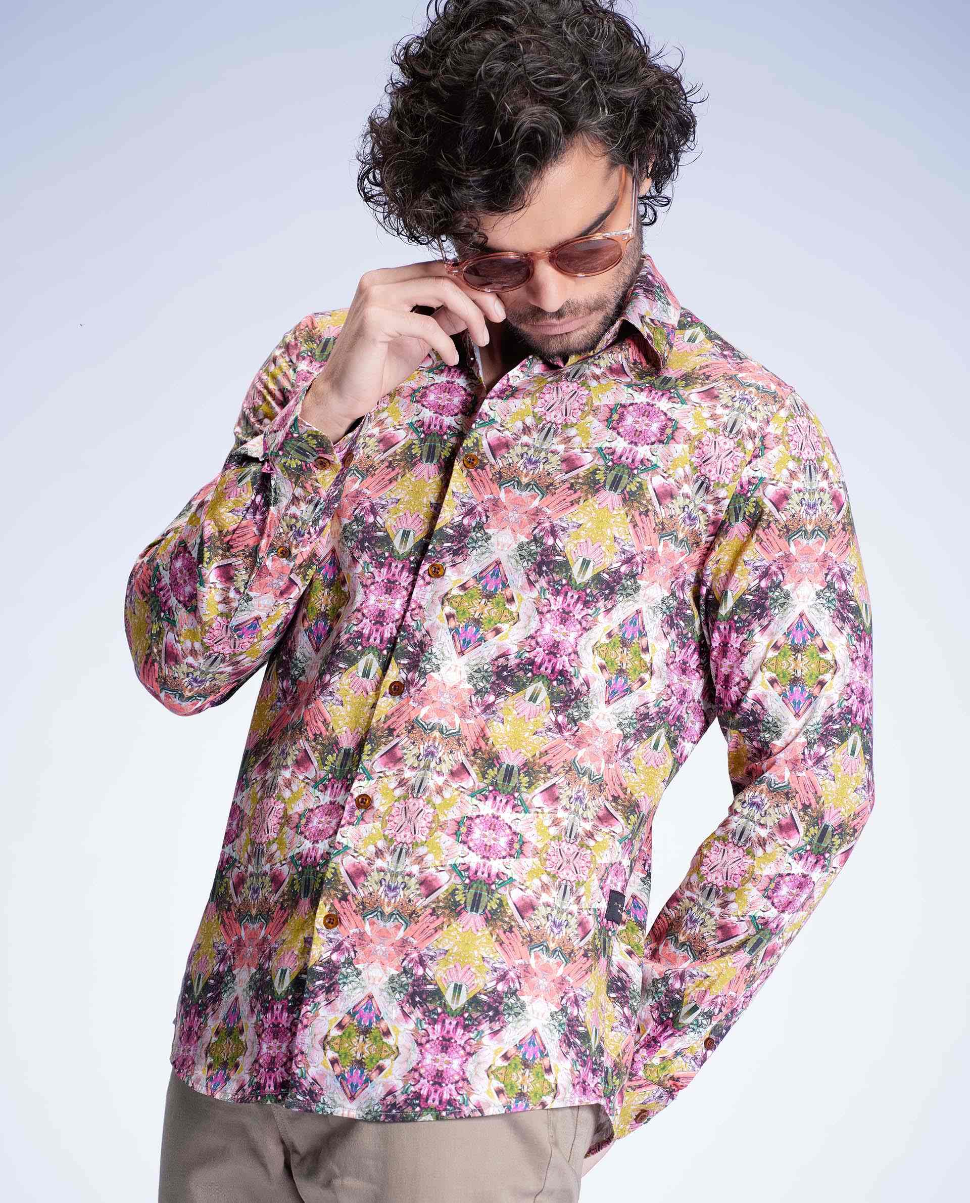 CRYSTALS - GREEN - DIGITAL PRINT PARTYWEAR SHIRT