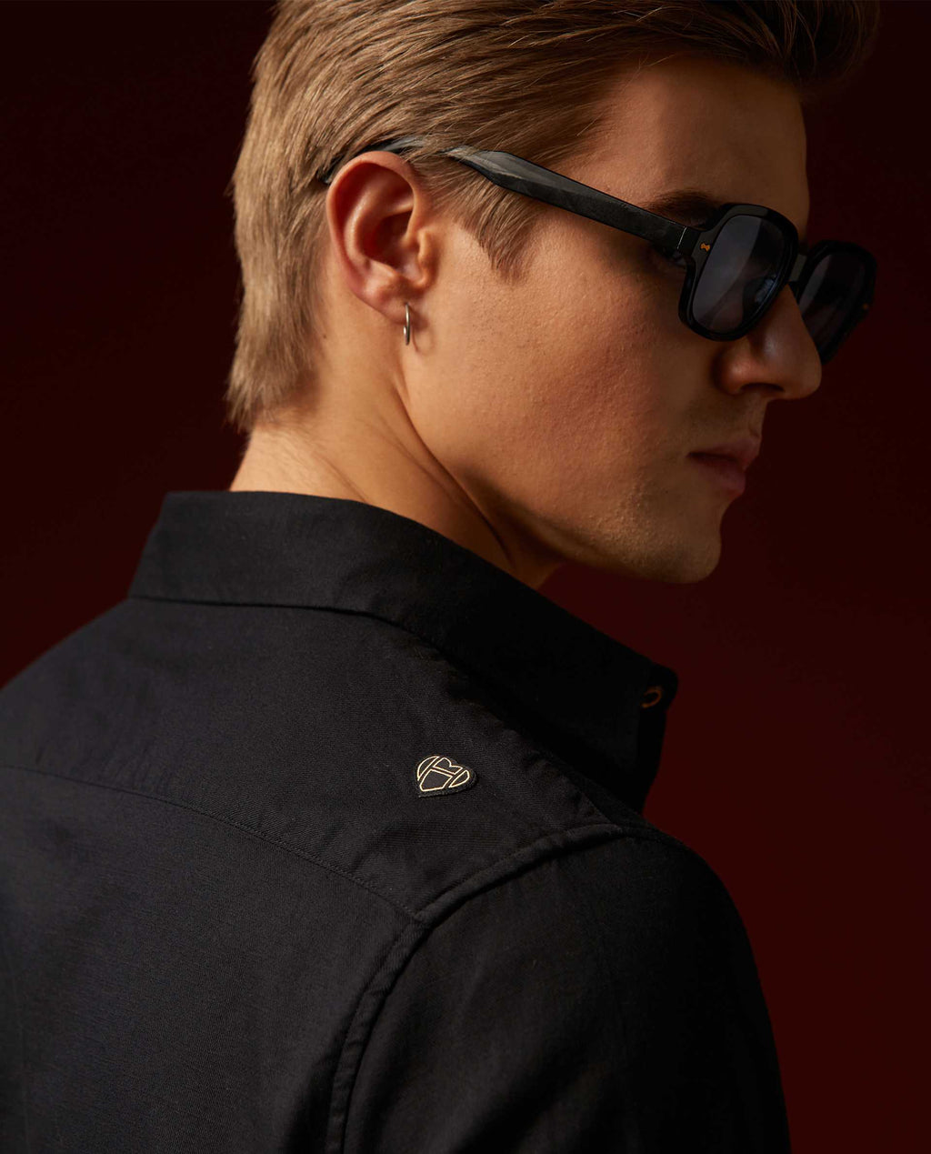 SAGA - BLACK - EMBROIDERED SHIRT