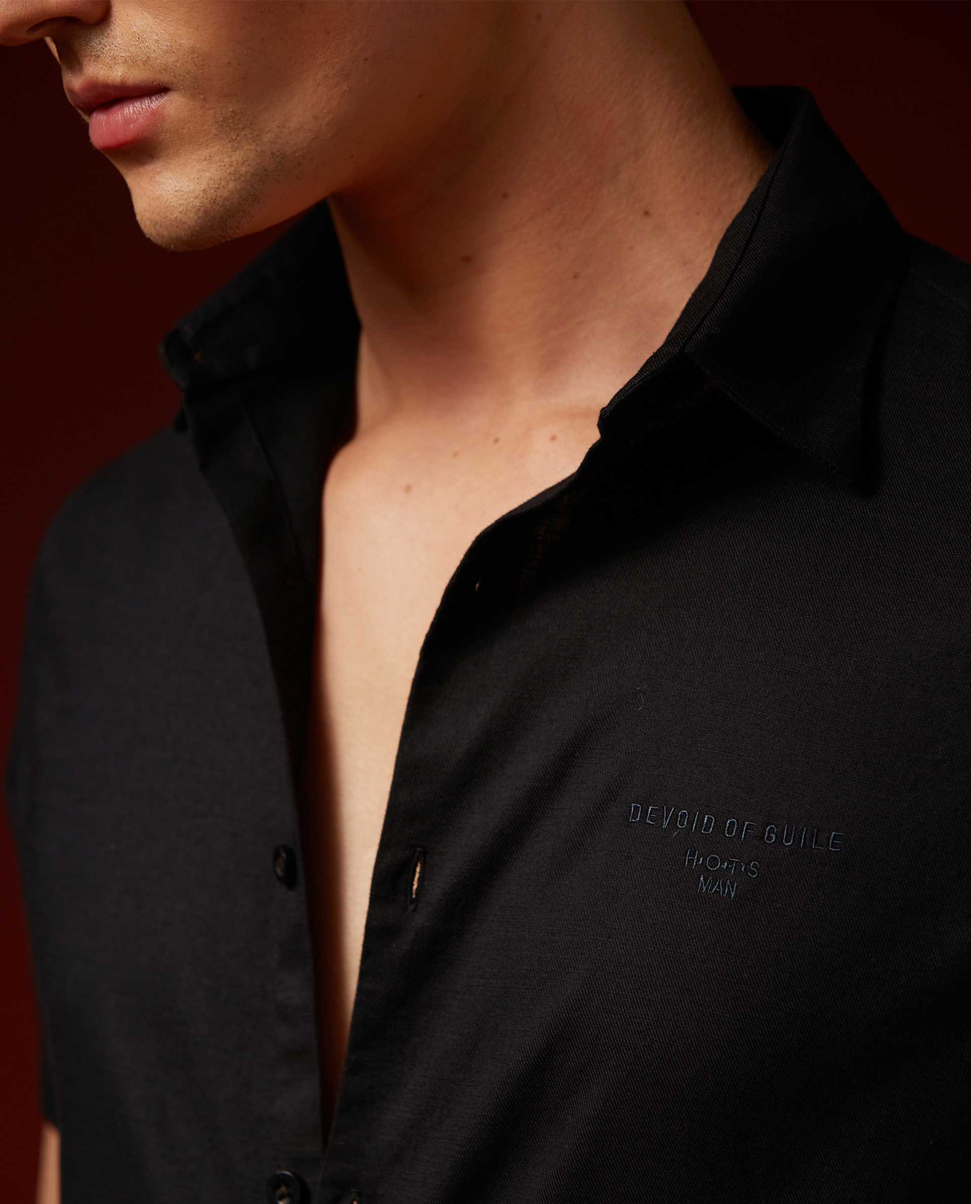 SAGA - BLACK - EMBROIDERED SHIRT