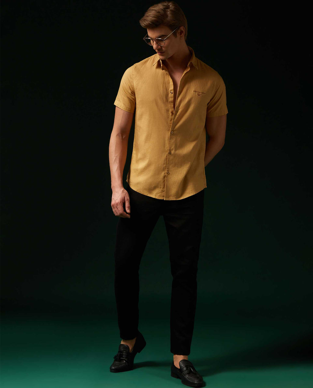 SAGA - MUSTARD - EMBROIDERED SHIRT