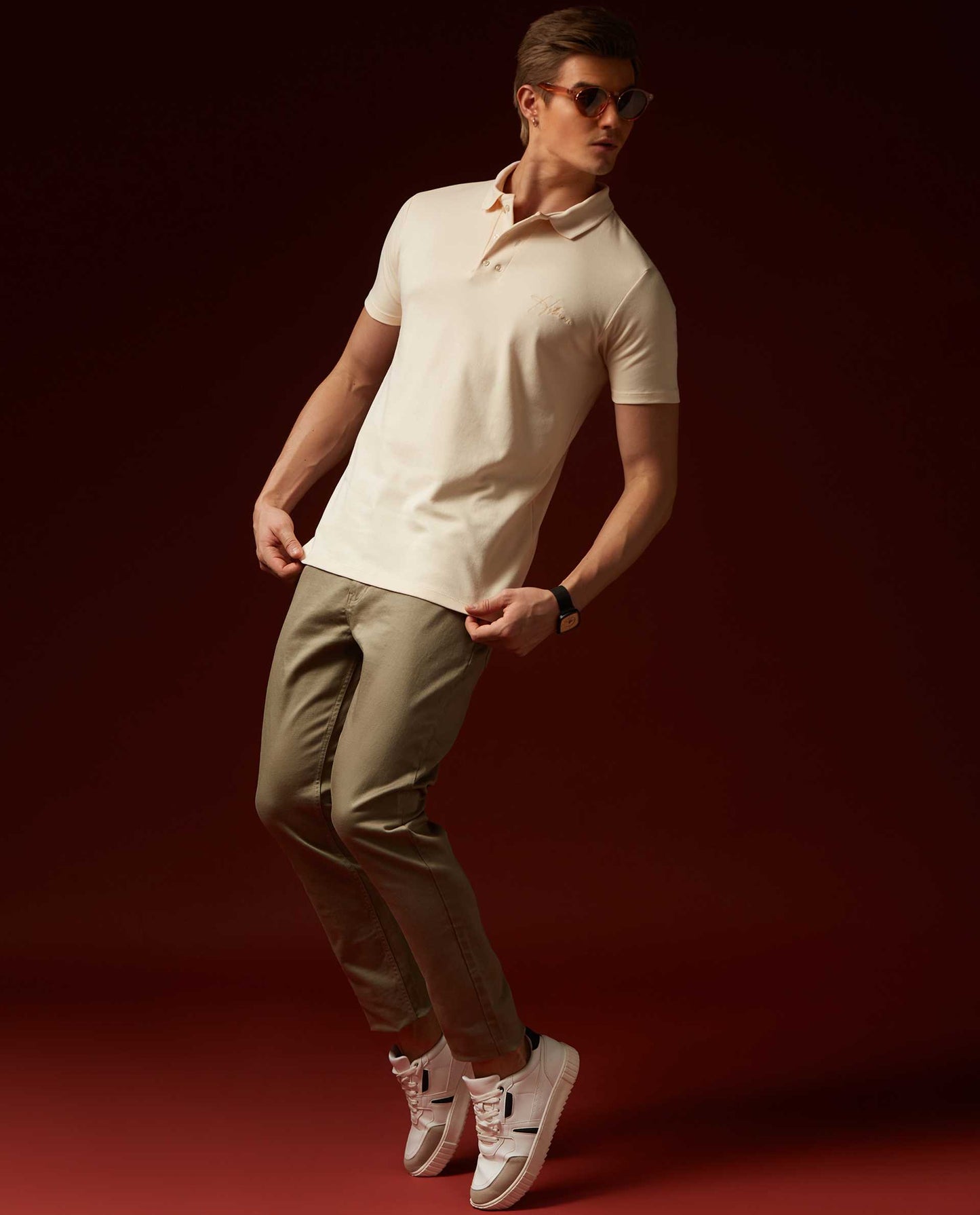 MARINER - BEIGE - EMBROIDERED LUXURY POLO