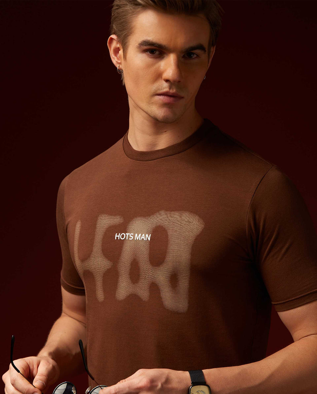 HEART 2 - BROWN - GRAPHIC PRINT T-SHIRT