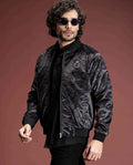 SEQUEN - BLACK - PRINTED VELOUR BOMBER JACKET