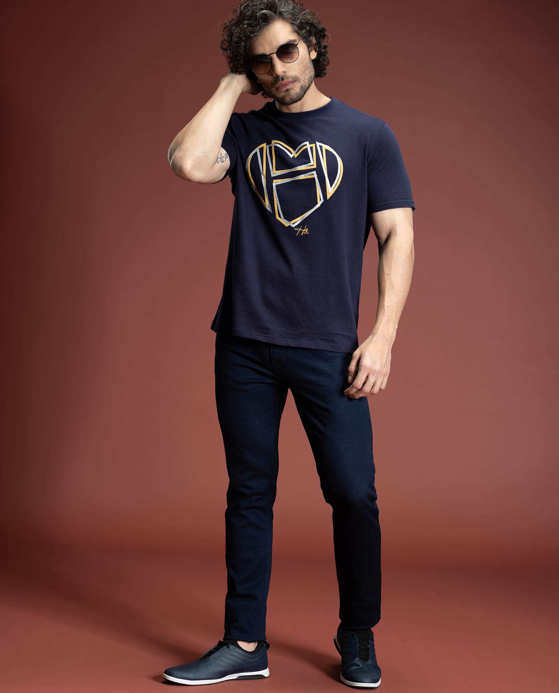 CUORE - NAVY - GRAPHIC PRINT T-SHIRT