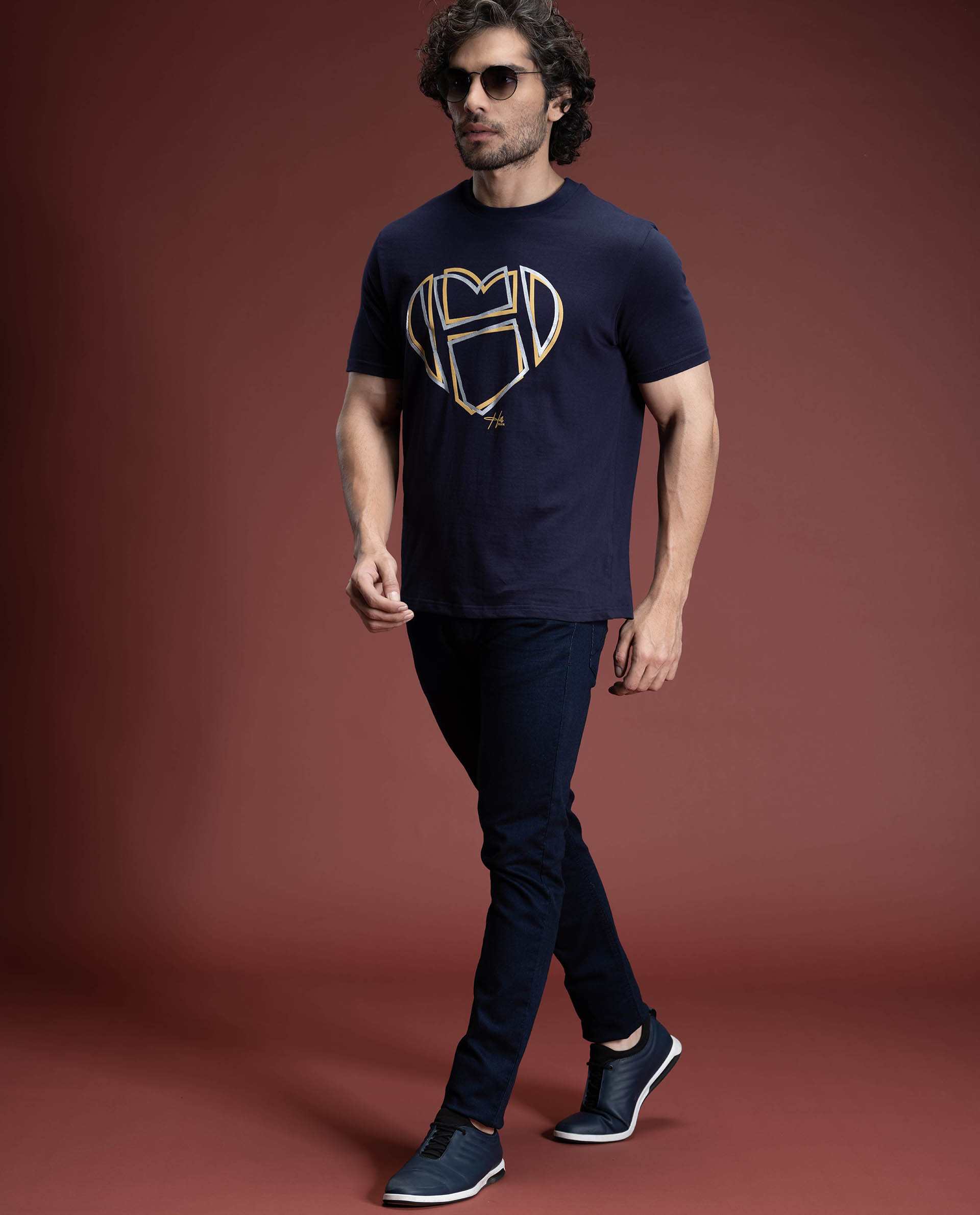 CUORE - NAVY - GRAPHIC PRINT T-SHIRT