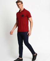 SYNC - RED - EMBELLISHED LUXURY POLO T-SHIRT