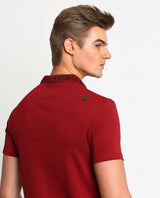 SYNC - RED - EMBELLISHED LUXURY POLO T-SHIRT