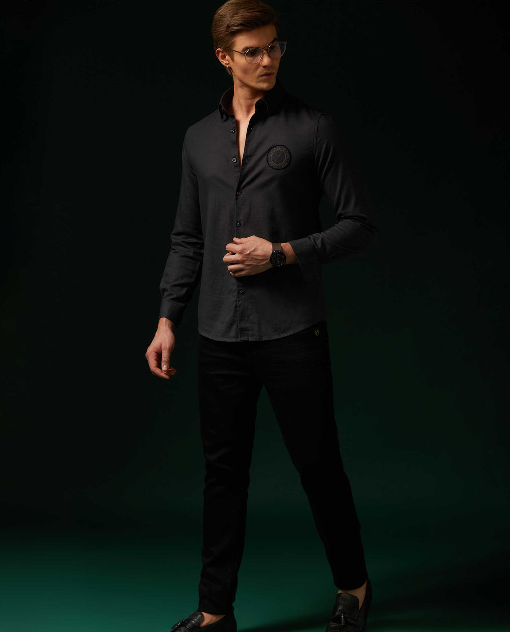 LEGACY - GREY - LUXURY WOVEN BADGE SHIRT