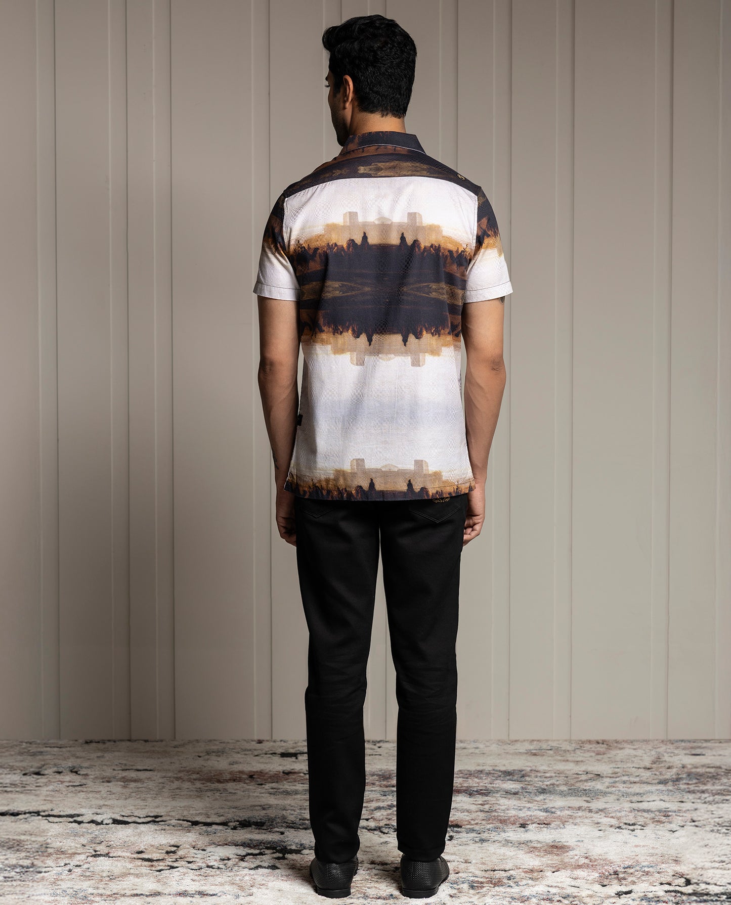MIRAGE - BROWN - RESORT COLLAR - DIGITAL PRINT PARTY WEAR SHIRT