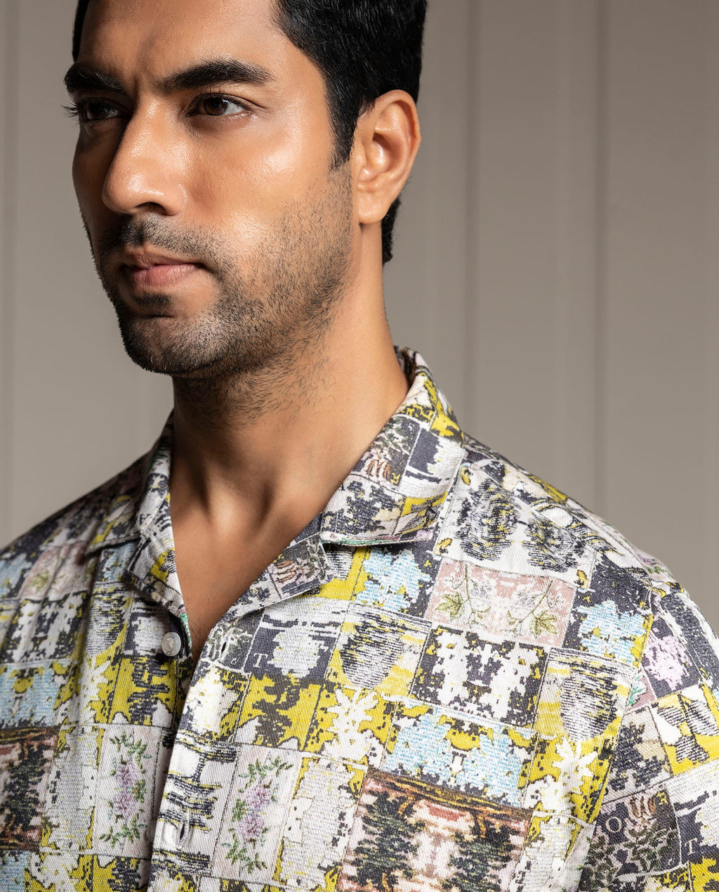 TIMELESS - BEIGE - RESORT COLLAR - DIGITAL PRINT PARTY WEAR SHIRT