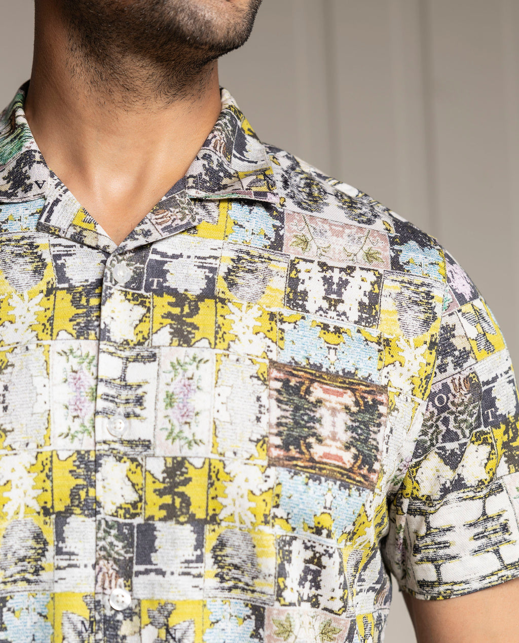 TIMELESS - BEIGE - RESORT COLLAR - DIGITAL PRINT PARTY WEAR SHIRT