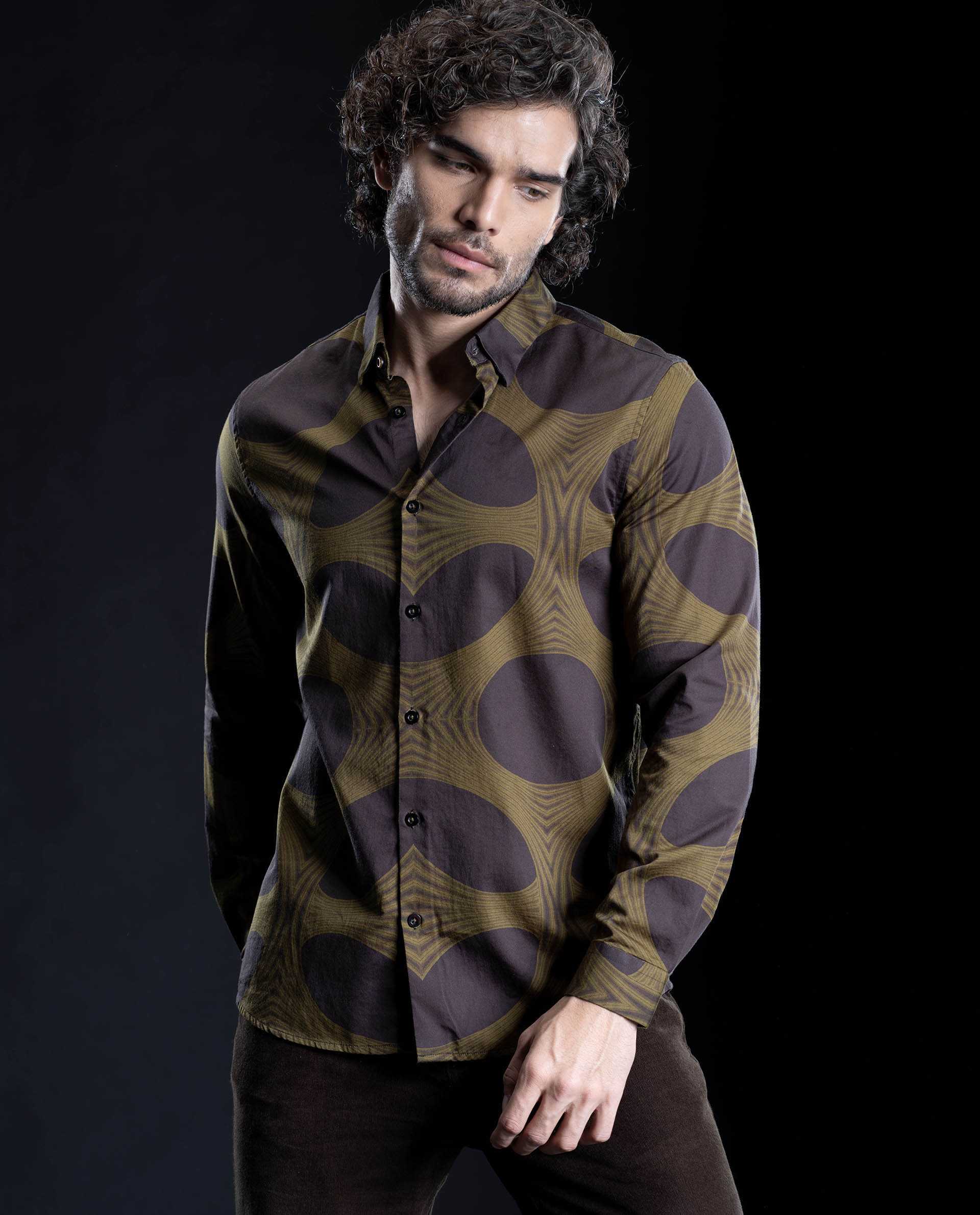 EIFFEL - BLACK - DIGITAL PRINT PARTYWEAR SHIRT