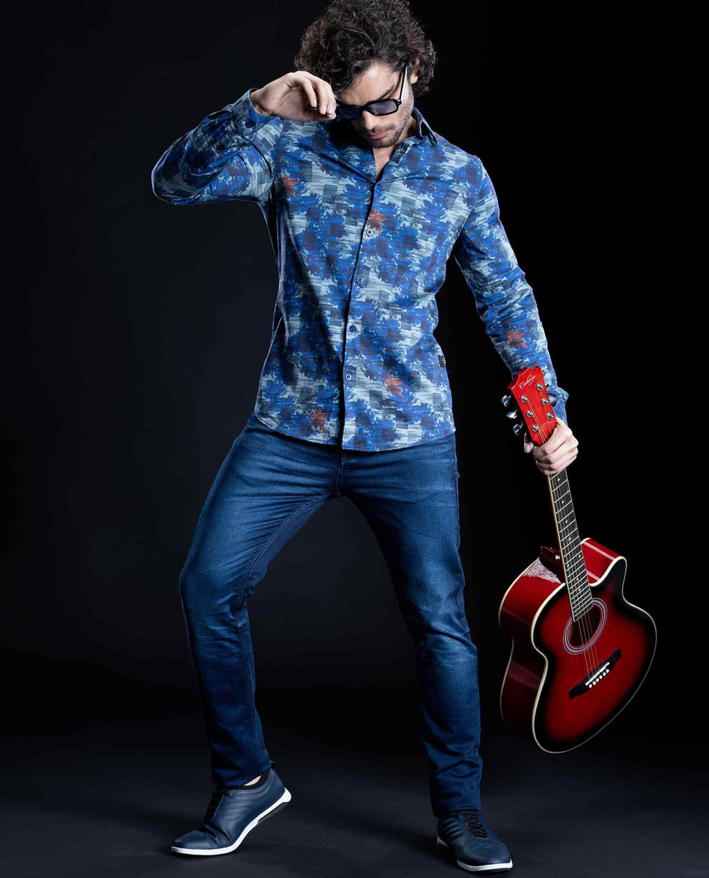 JUXTA - NAVY - DIGITAL PRINT PARTYWEAR SHIRT