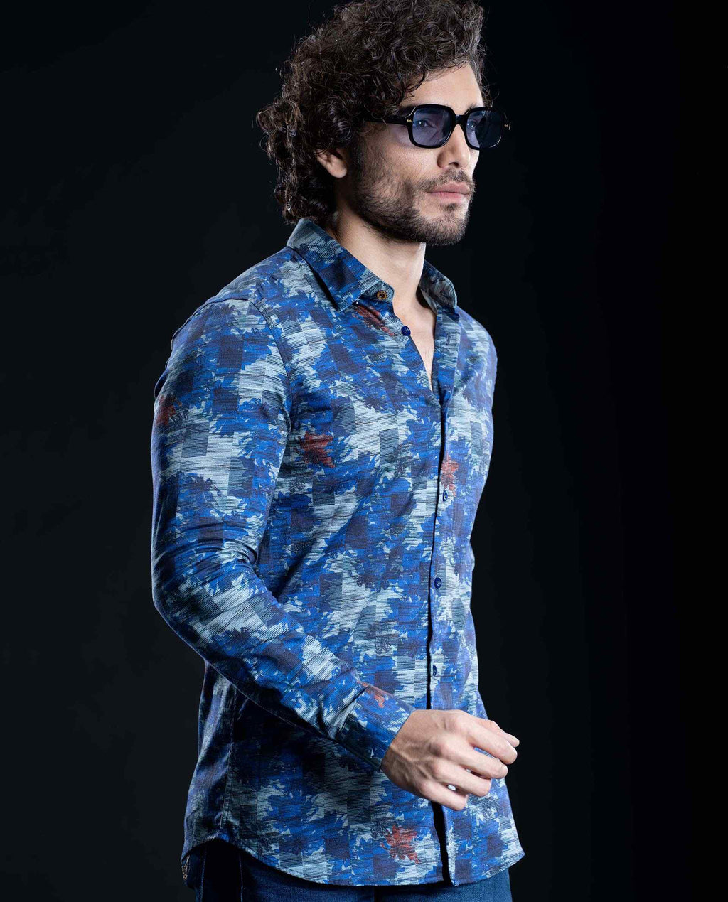 JUXTA - NAVY - DIGITAL PRINT PARTYWEAR SHIRT