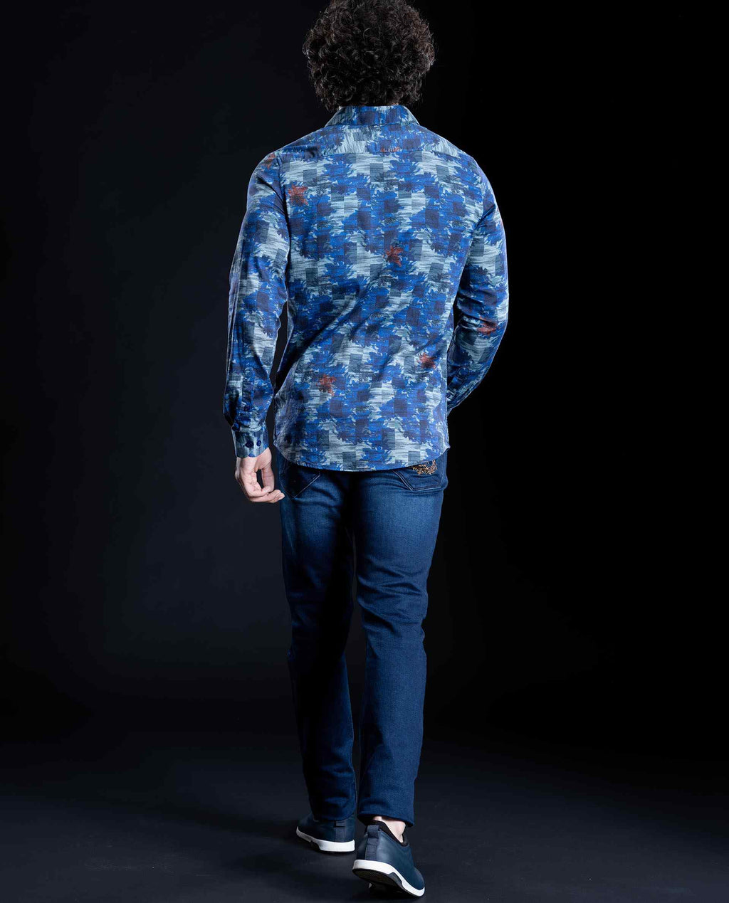 JUXTA - NAVY - DIGITAL PRINT PARTYWEAR SHIRT